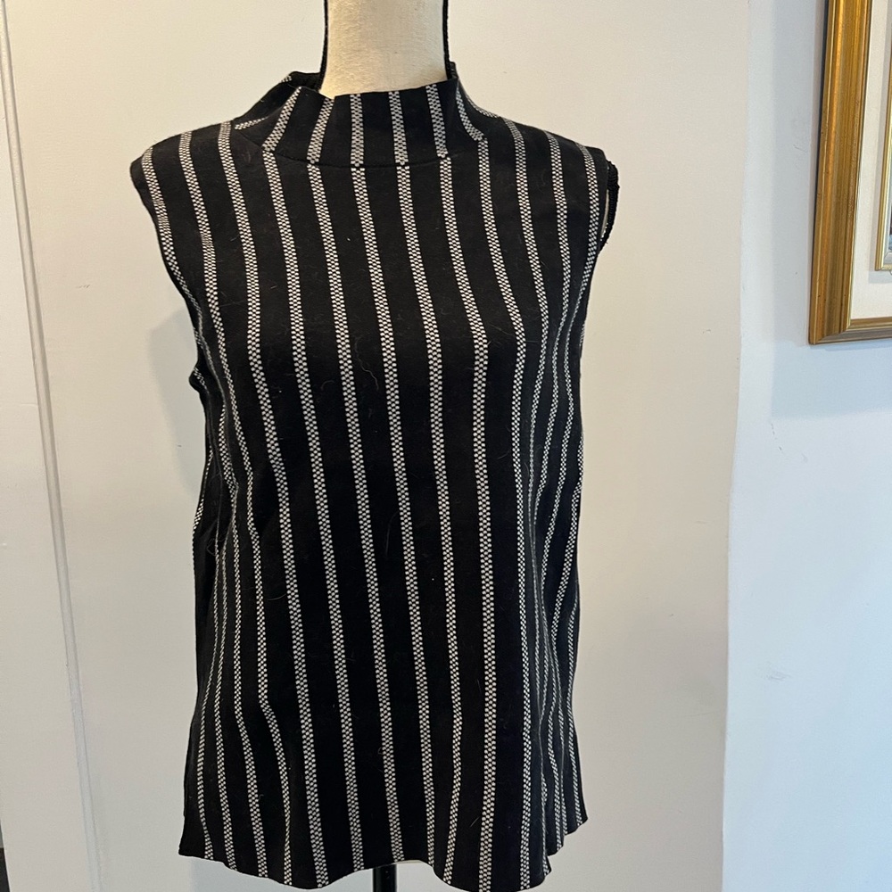 Moth Black and White Striped Sleeveless Top